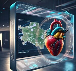 Researcher manipulating a 3D holographic globe with hand gestures